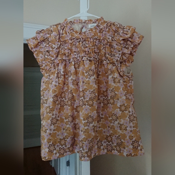 AUREUM Smocked Ruffled floral Blouse size M - Picture 1 of 12